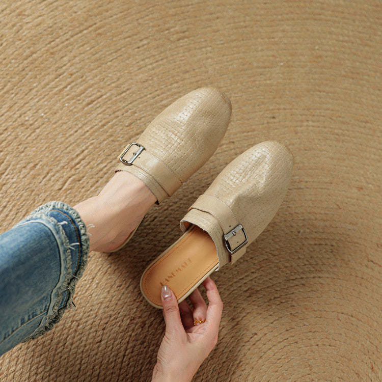 Angela | Woven Mules with Buckle