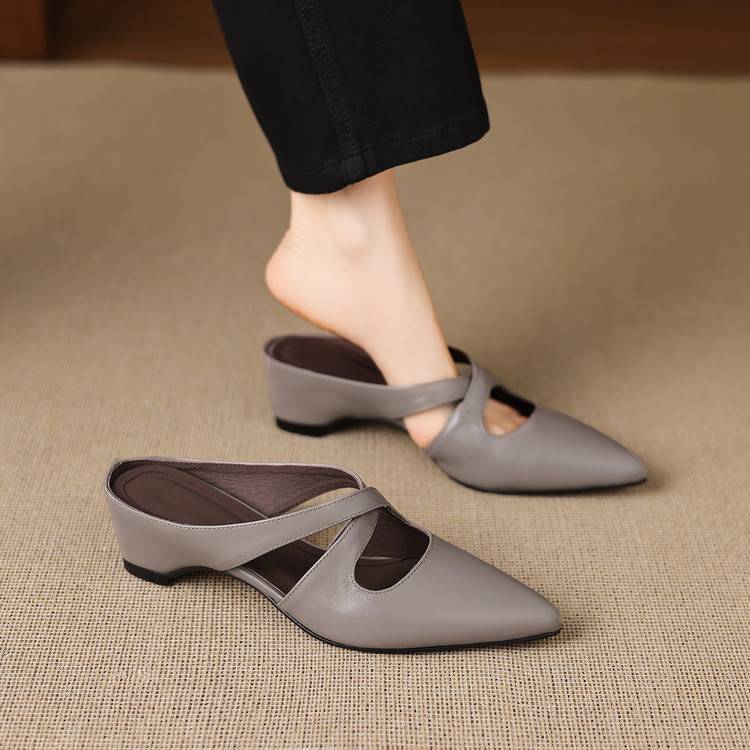 Ericka | Pointed Mules with Straps