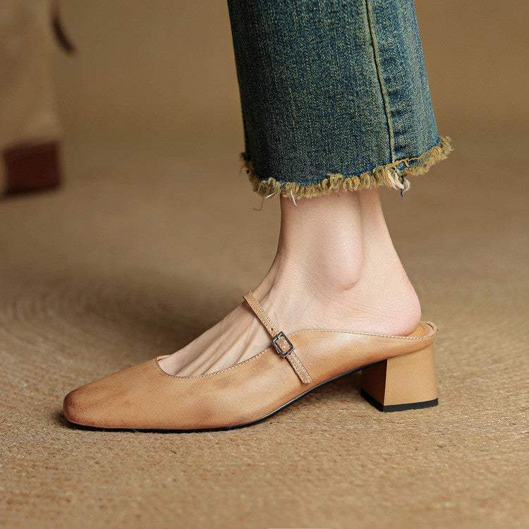Italy | Square Toe Mary Jane Mules