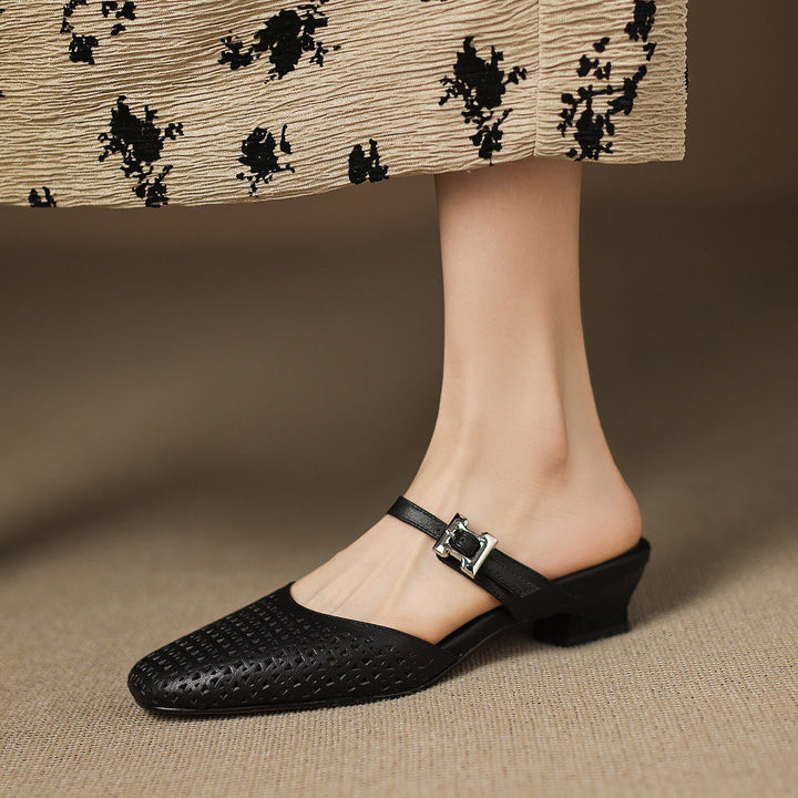 Lou | Perforated Mules with Strap