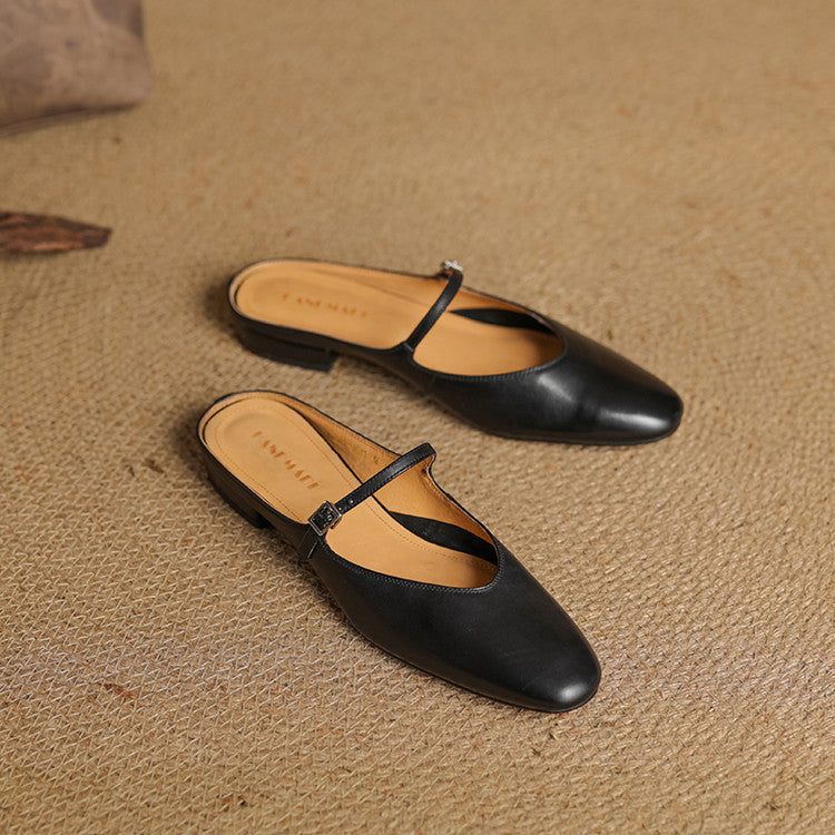 Bianca | Mary Jane Mules with Almond Toe