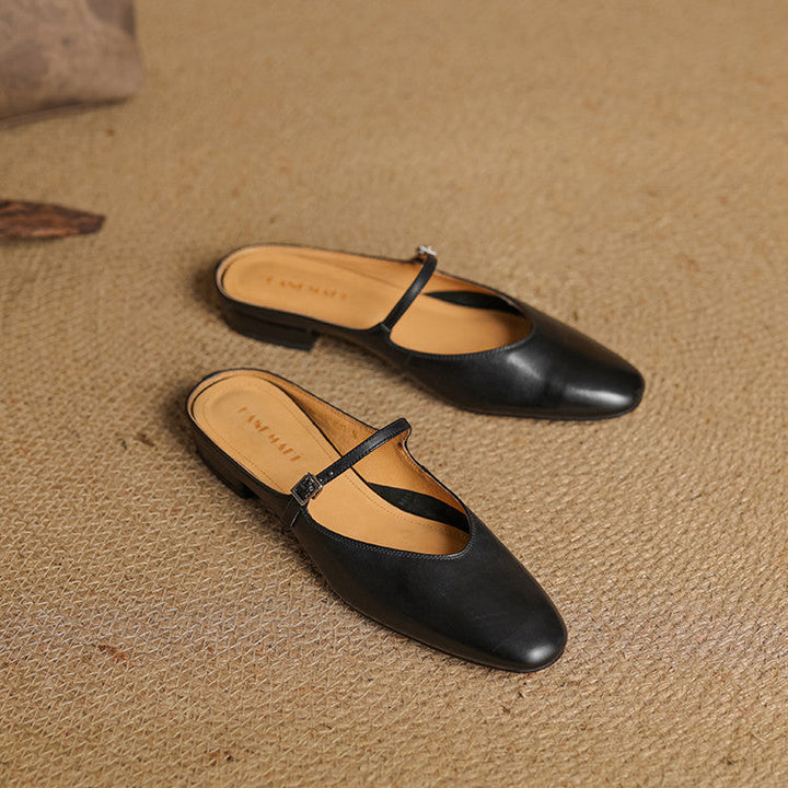 Bianca | Mary Jane Mules with Almond Toe