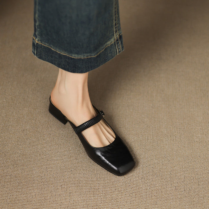 Laiza | Mary Jane Mules with Rounded Toe