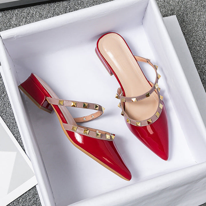Anita | Pointed Mules with Studs