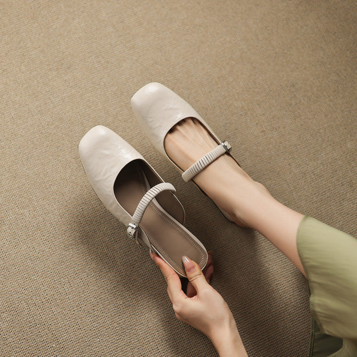 Laiza | Mary Jane Mules with Rounded Toe