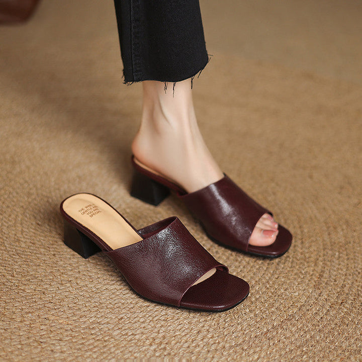 Julia | Open Toe Mules with Heel