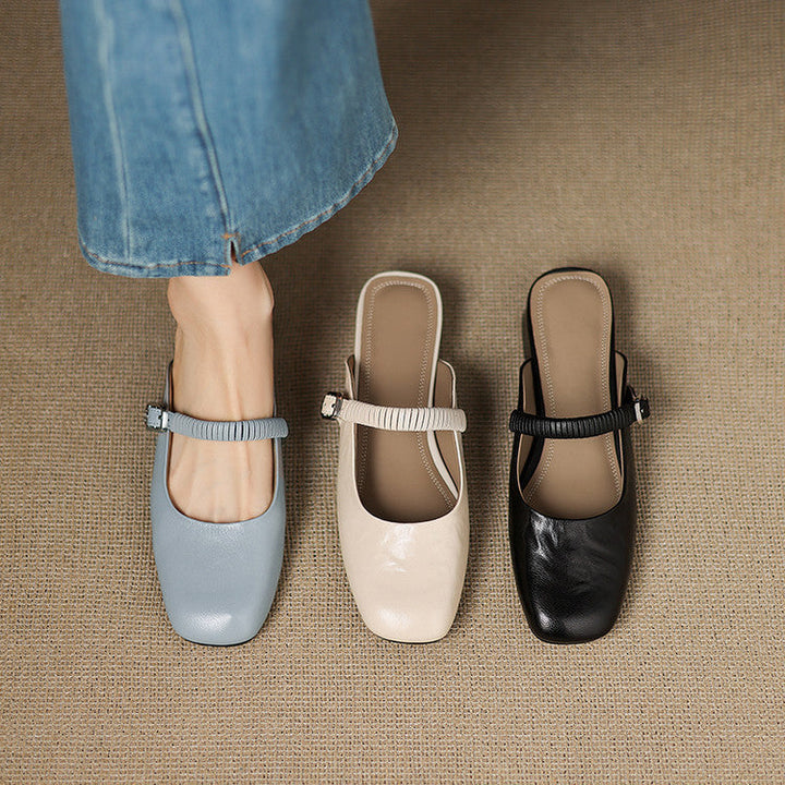 Laiza | Mary Jane Mules with Rounded Toe
