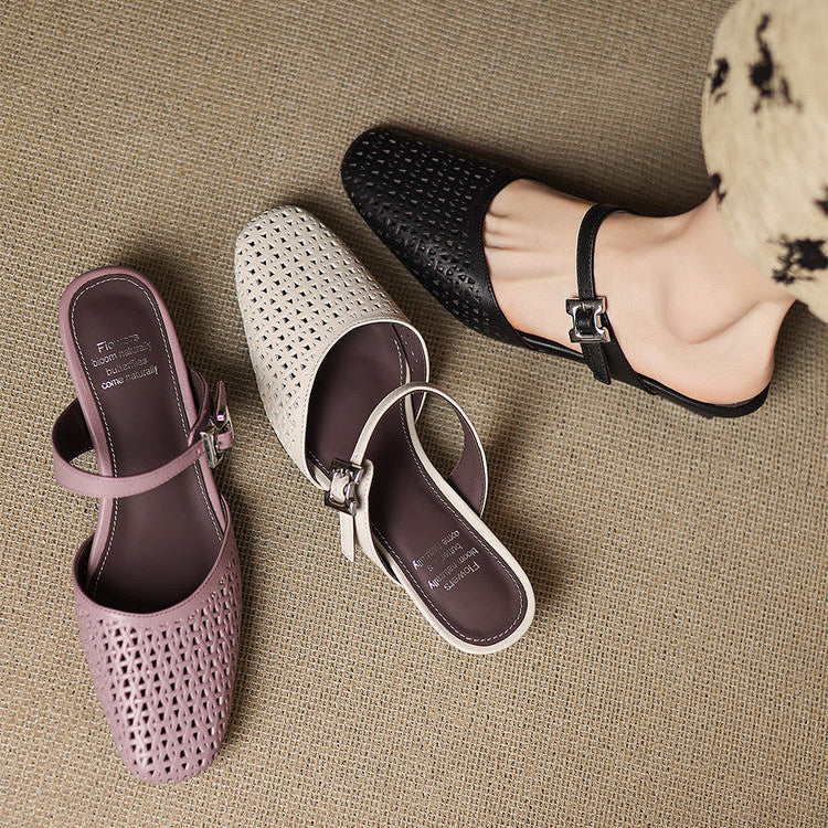 Lou | Perforated Mules with Strap