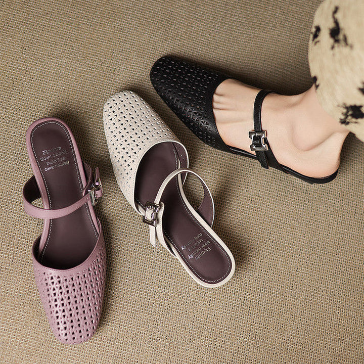 Lou | Perforated Mules with Strap