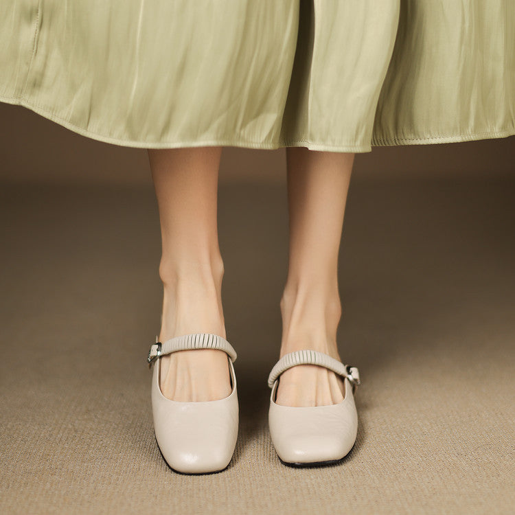 Laiza | Mary Jane Mules with Rounded Toe