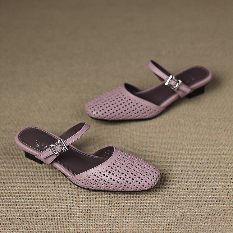 Lou | Perforated Mules with Strap