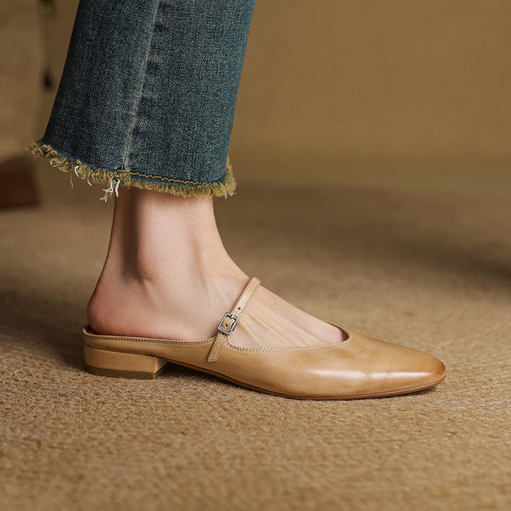 Bianca | Mary Jane Mules with Almond Toe