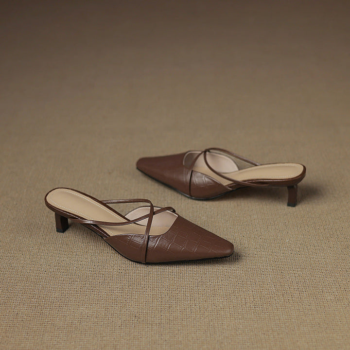 Cris | Pointed Mules with Crossed Straps