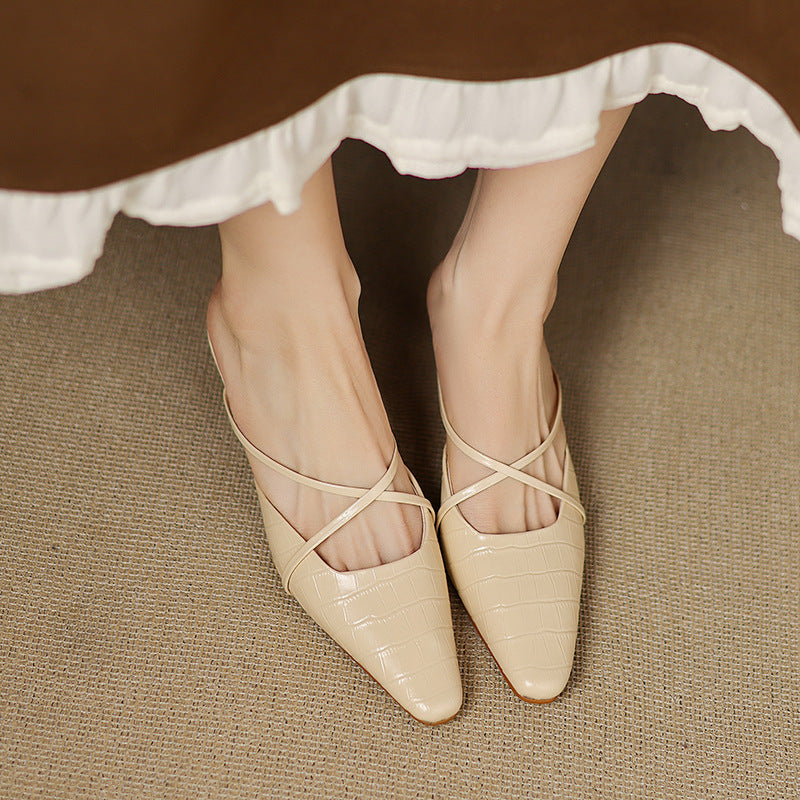 Cris | Pointed Mules with Crossed Straps