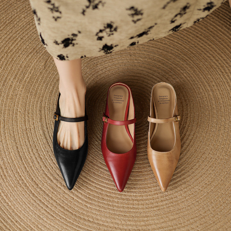 Luna | Mary Jane Mules with Pointed Toe