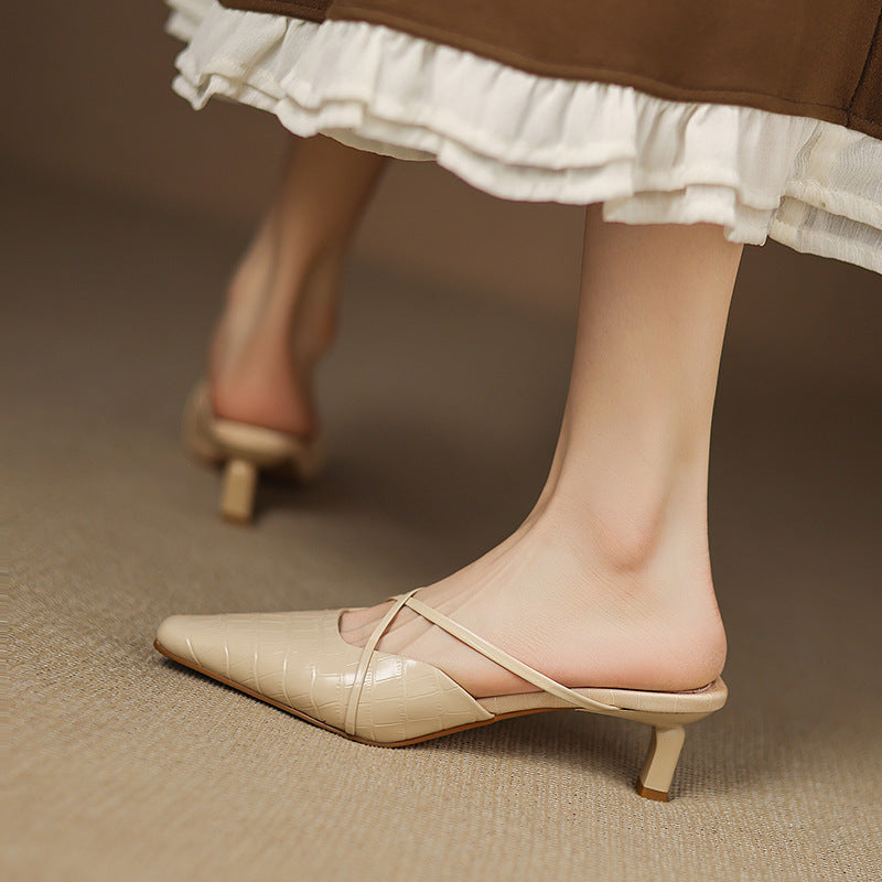 Cris | Pointed Mules with Crossed Straps