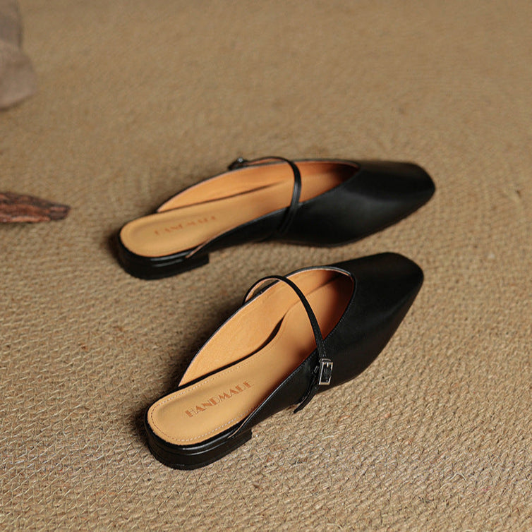 Carol | Mary Jane Mules with Square Toe