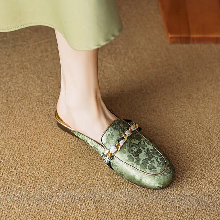 Marisa | Mule Loafers with Decorative Chain