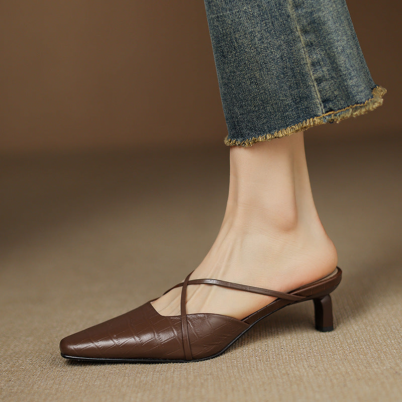 Cris | Pointed Mules with Crossed Straps