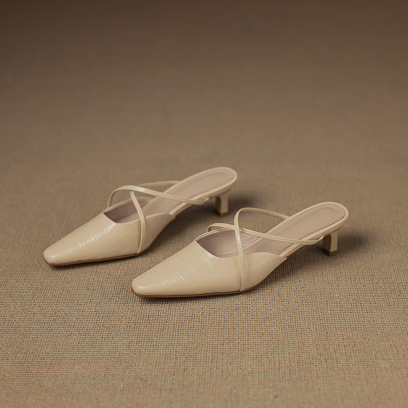 Cris | Pointed Mules with Crossed Straps