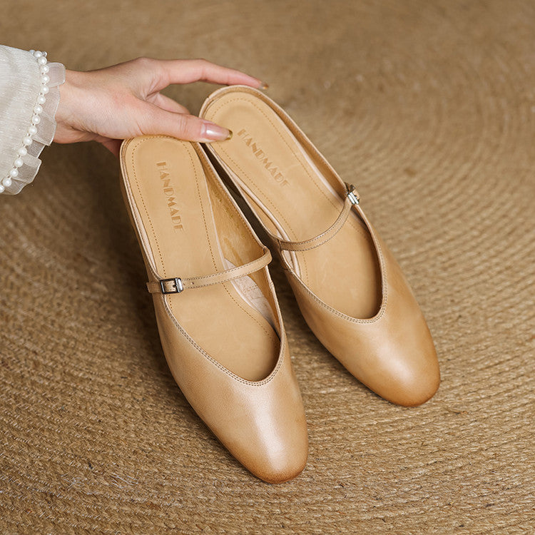 Bianca | Mary Jane Mules with Almond Toe