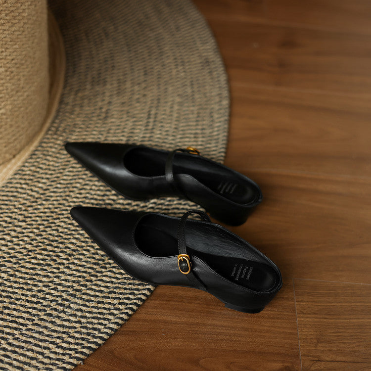Luna | Mary Jane Mules with Pointed Toe