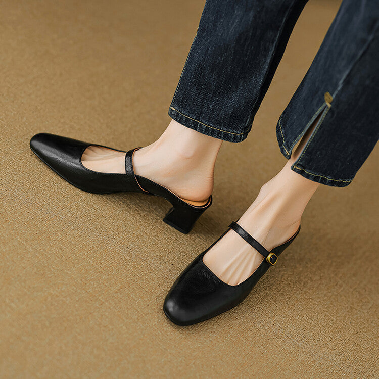 Manuela | Mary Jane Mules with Heel