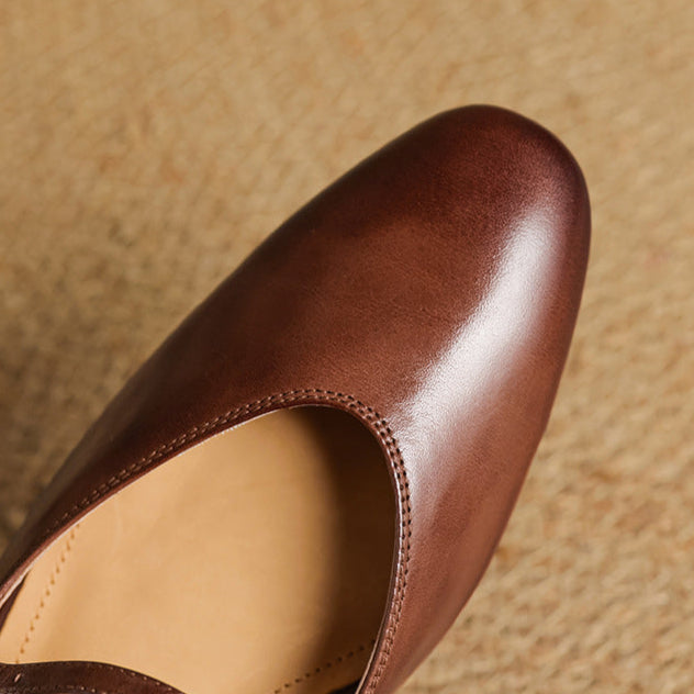 Bianca | Mary Jane Mules with Almond Toe