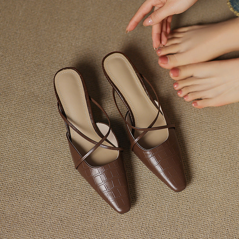 Cris | Pointed Mules with Crossed Straps