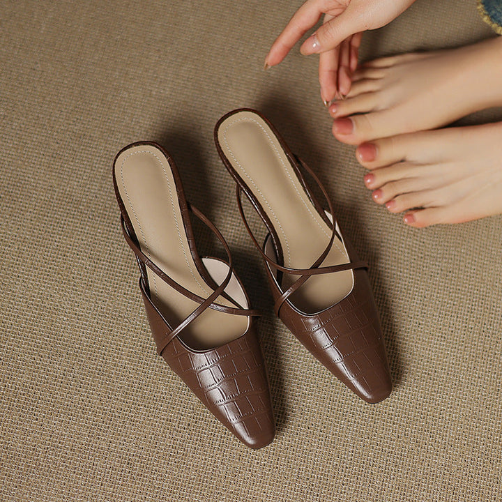 Cris | Pointed Mules with Crossed Straps
