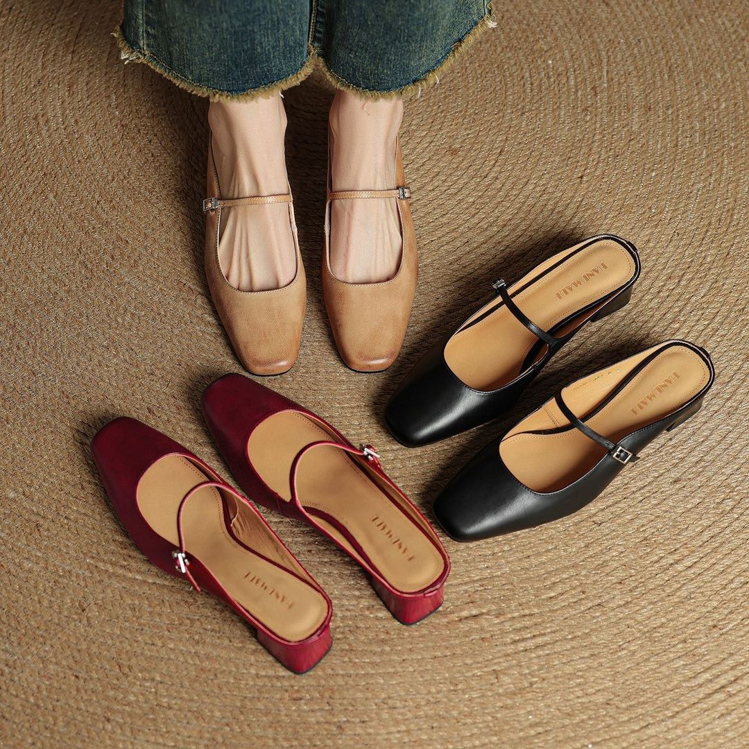 Italy | Square Toe Mary Jane Mules