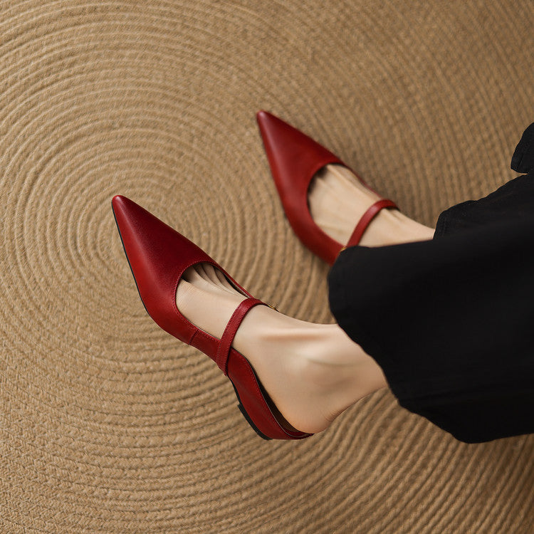 Luna | Mary Jane Mules with Pointed Toe
