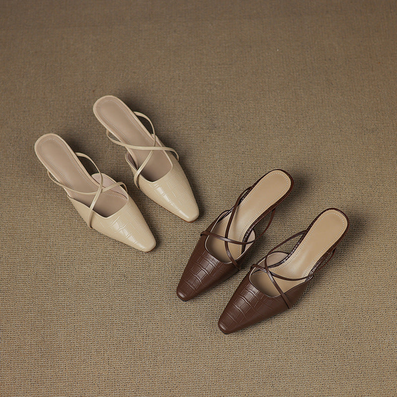 Cris | Pointed Mules with Crossed Straps