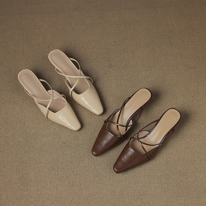 Cris | Pointed Mules with Crossed Straps