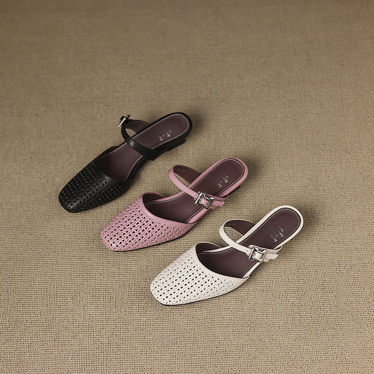 Lou | Perforated Mules with Strap