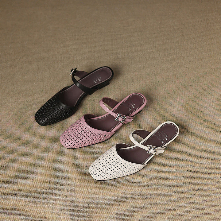 Lou | Perforated Mules with Strap