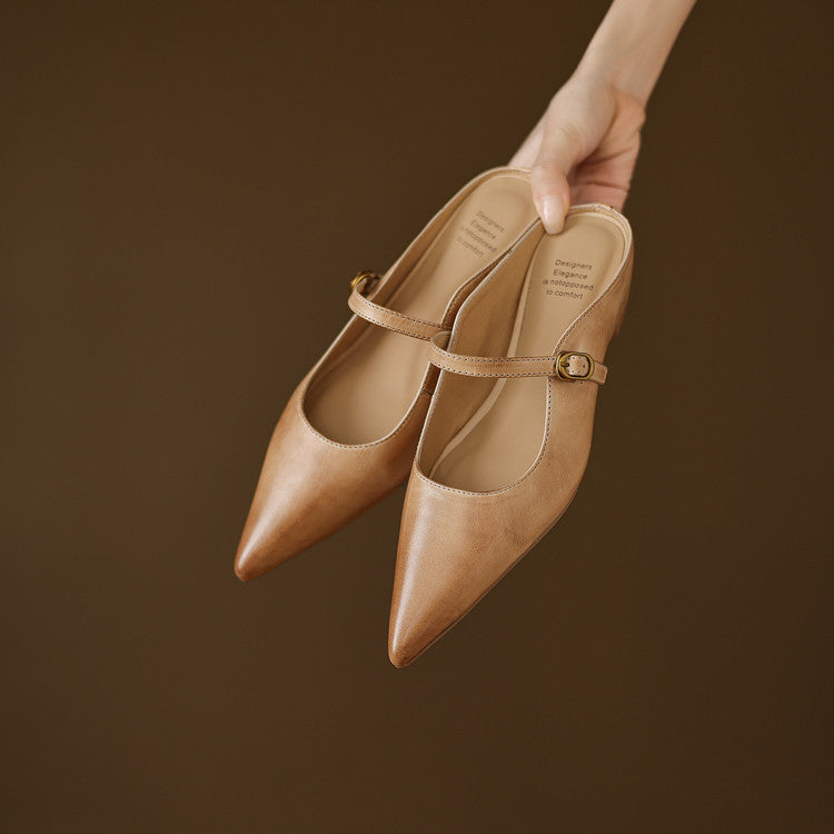 Luna | Mary Jane Mules with Pointed Toe