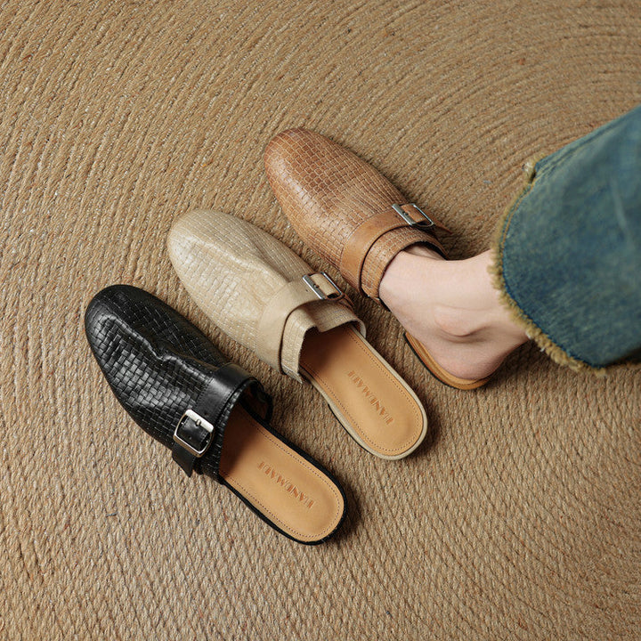 Angela | Woven Mules with Buckle