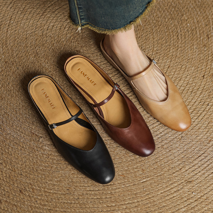 Bianca | Mary Jane Mules with Almond Toe