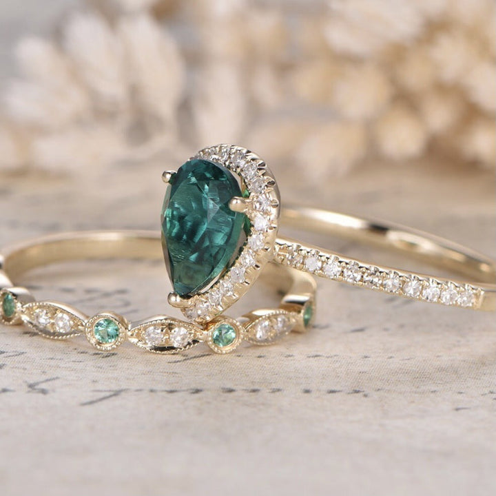 Water Drop Zircon Ring Set