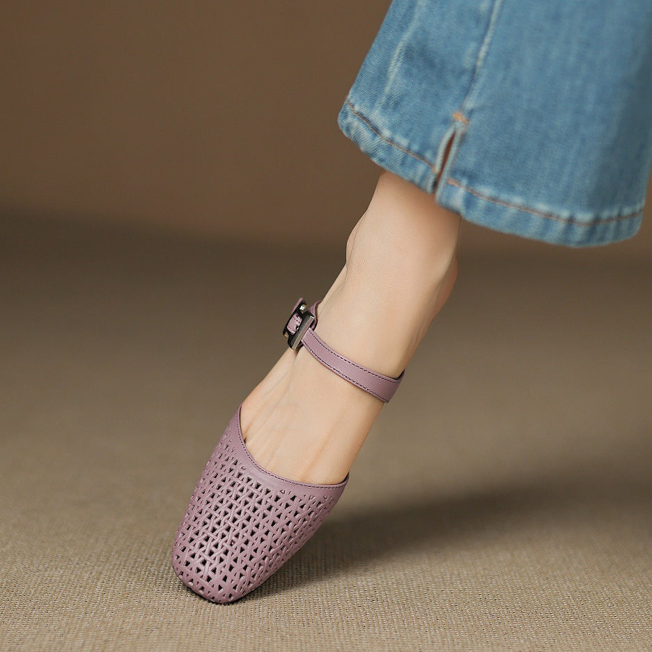 Lou | Perforated Mules with Strap