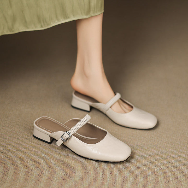 Laiza | Mary Jane Mules with Rounded Toe