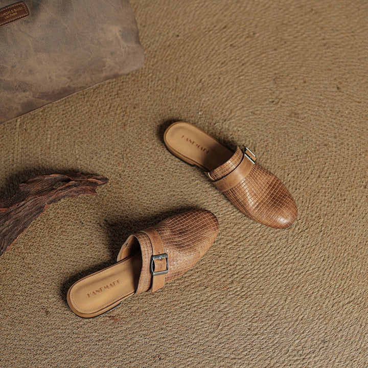 Angela | Woven Mules with Buckle