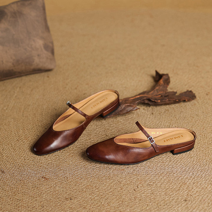 Bianca | Mary Jane Mules with Almond Toe
