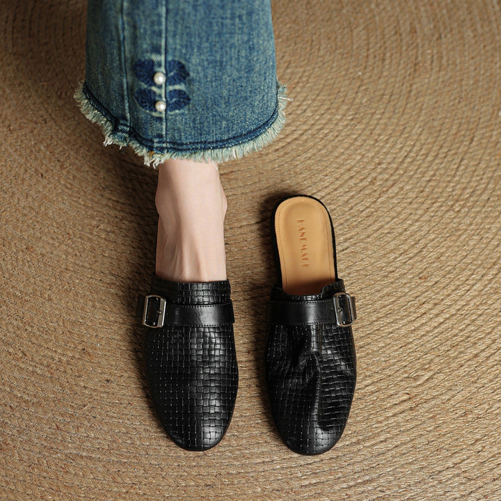 Angela | Woven Mules with Buckle