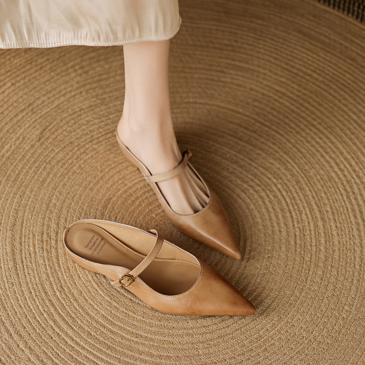 Luna | Mary Jane Mules with Pointed Toe