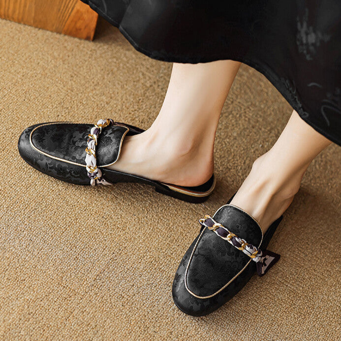 Marisa | Mule Loafers with Decorative Chain