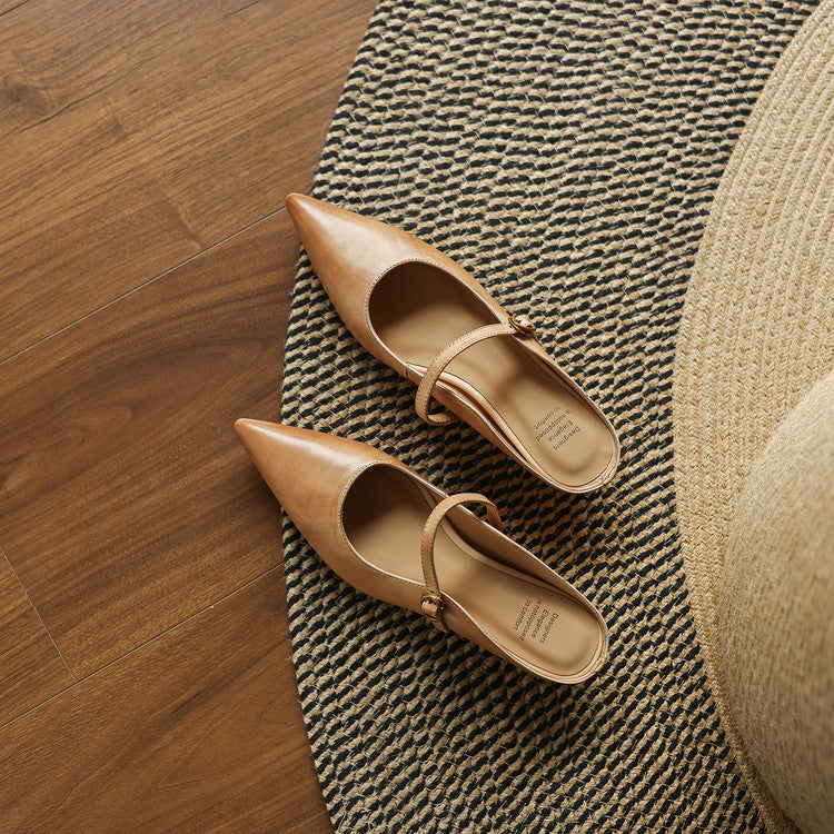 Luna | Mary Jane Mules with Pointed Toe
