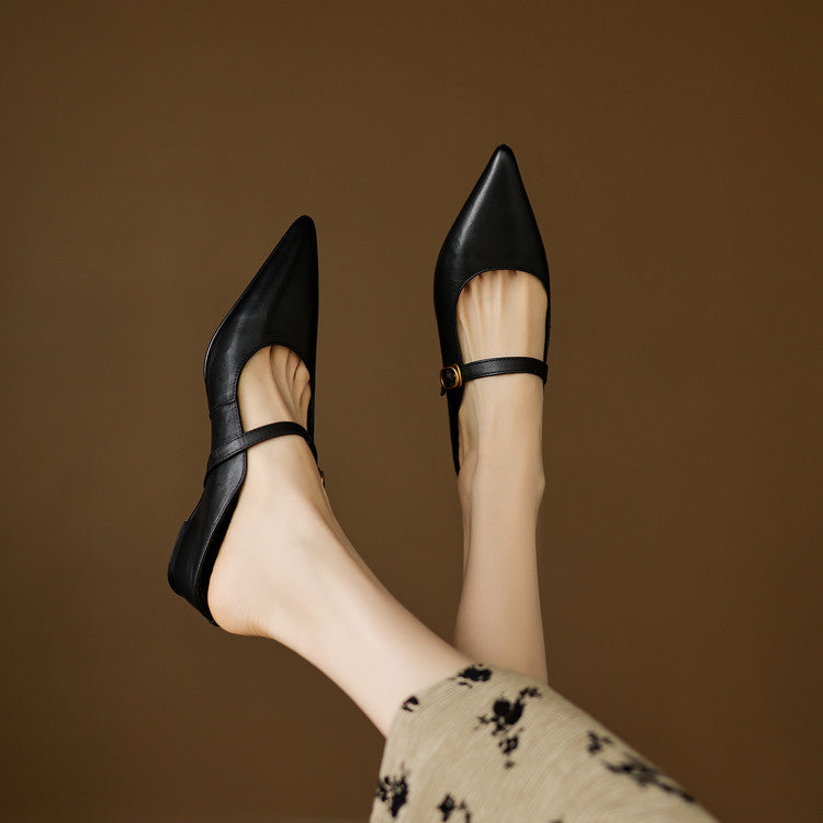 Luna | Mary Jane Mules with Pointed Toe