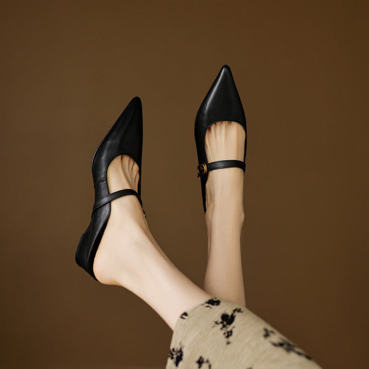 Luna | Mary Jane Mules with Pointed Toe